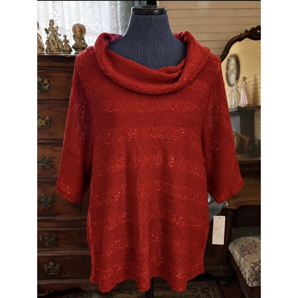 NWT New Directions SIZE XL Women’s Lightly Sequined Sweater 46” Bust 28” Length